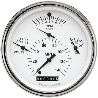 Classic Instruments® - Tetra Series 2-1/8" Four-in-One Gauge, 140 MPH, 8,000 RPM, 8-18 V