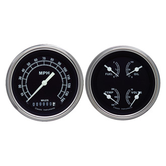 Classic Instruments® - Traditional Series 3-3/8" Speedometer and Quad Gauge Set, 140 MPH