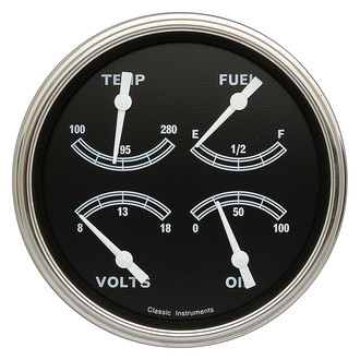 Classic Instruments® - Traditional Series 4-5/8" Quad Gauge, 0-30, 8-18 V