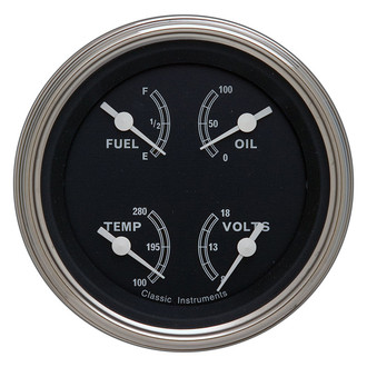 Classic Instruments® - Traditional Series 3-3/8" Quad Gauge, 0-30, 8-18 V