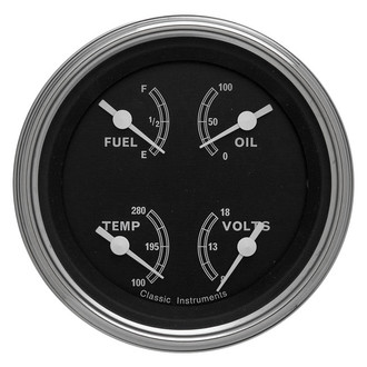 Classic Instruments® - Traditional Series 3-3/8" Quad Gauge, 0-90, 8-18 V