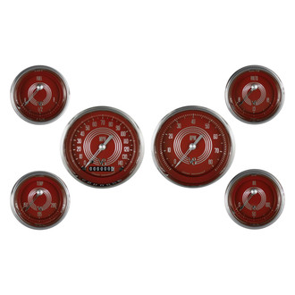 Classic Instruments® - V8 Red Steelie Series Custom 6-Gauge Set