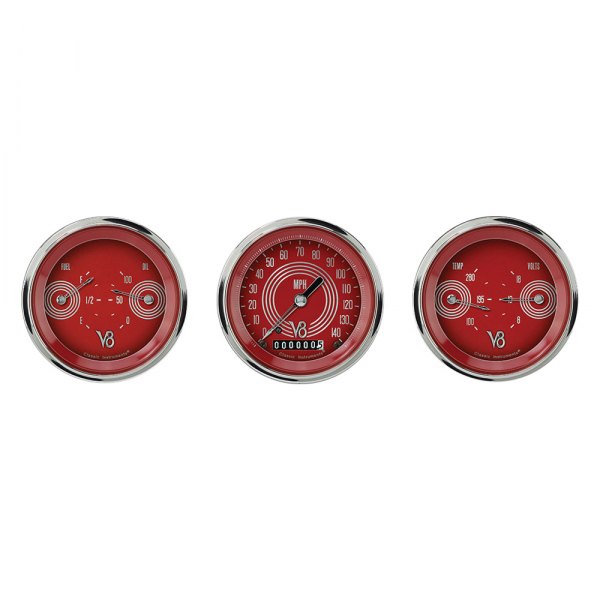 Classic Instruments® - V8 Red Steelie Series Custom 3-Gauge Set