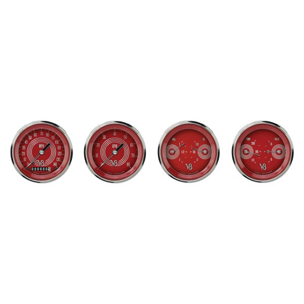 Classic Instruments® - V8 Red Steelie Series Custom 4-Gauge Set