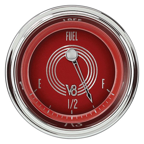 Classic Instruments® - V8 Red Steelie Series 2-1/8" Fuel Level Gauge, 75-10