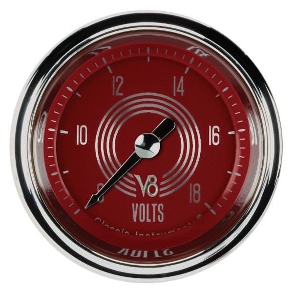 Classic Instruments® - V8 Red Steelie Series 2-1/8" Voltmeter, 8-18 V