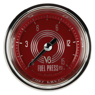 Classic Instruments® - V8 Steelie Series 2-1/8" Fuel Pressure Gauge, 15 psi