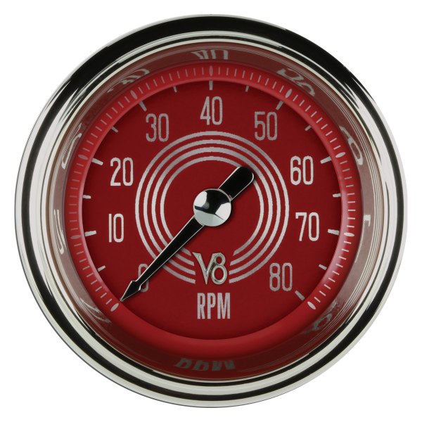Classic Instruments® - V8 Red Steelie Series 2-1/8" Tachometer, 8,000 RPM