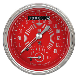 Classic Instruments® - V8 Steelie Series 3-3/8" Speedtachular, 140 MPH, 8,000 RPM