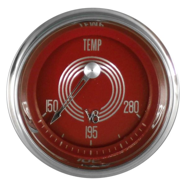 Classic Instruments® - V8 Red Steelie Series 2-1/8" Water Temperature Gauge