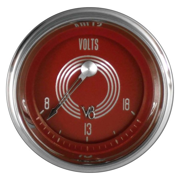 Classic Instruments® - V8 Red Steelie Series 2-1/8" Voltmeter, 8-18 V
