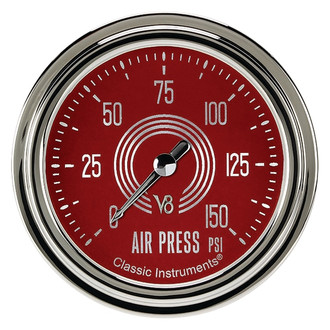 Classic Instruments® - V8 Steelie Series 2-5/8" Air Pressure Gauge, 150 psi