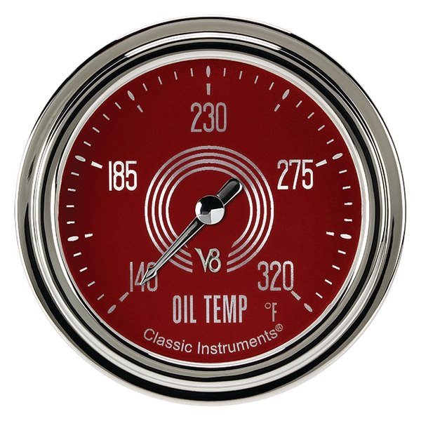 Classic Instruments® - V8 Red Steelie Series 2-5/8" Oil Temperature Gauge