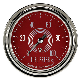 Classic Instruments® - V8 Steelie Series 2-5/8" Fuel Pressure Gauge, 100 psi