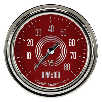 Classic Instruments® - V8 Steelie Series 2-5/8" Tachometer, 8,000 RPM