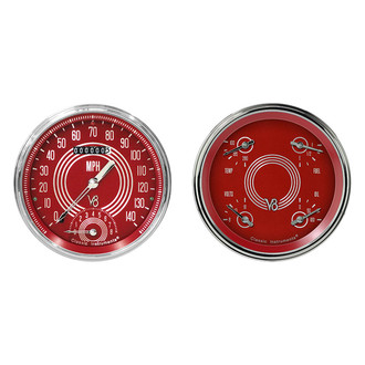 Classic Instruments® - V8 Steelie Series 4-5/8" Speedtachular and Quad Gauge Set, 140 MPH, 8,000 RPM