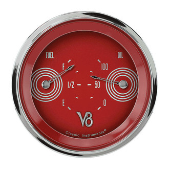 Classic Instruments® - V8 Steelie Series 3-3/8" Fuel & Oil Dual Gauge, 240-33