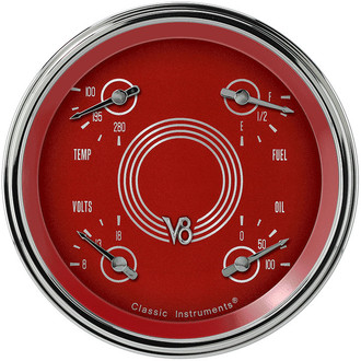 Classic Instruments® - V8 Steelie Series 4-5/8" Quad Gauge, 240-33, 8-18 V