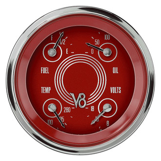 Classic Instruments® - V8 Steelie Series 3-3/8" Quad Gauge, 0-30, 8-18 V