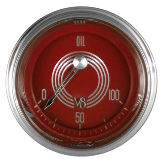 Classic Instruments® - V8 Steelie Series 2-1/8" Oil Pressure Gauge, 100 psi