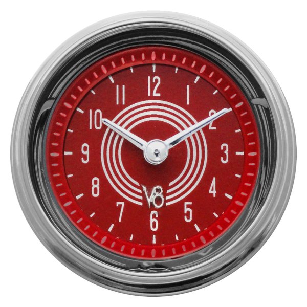 Classic Instruments® - V8 Red Steelie Series 2-1/8" Clock