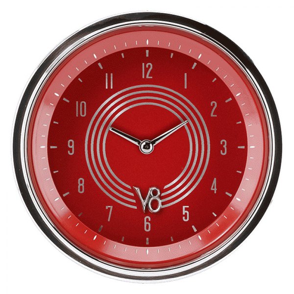 Classic Instruments® - V8 Red Steelie Series 3-3/8" Clock