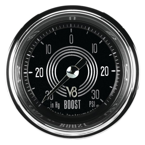 Classic Instruments® - V8 Speedster Series 2-1/8" Boost/Vacuum Gauge, -30 in Hg +30 PSI