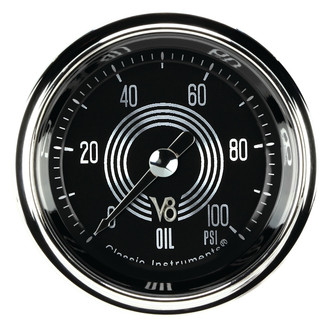 Classic Instruments® - V8 Speedster Series 2-1/8" Oil Pressure Gauge, 100 psi