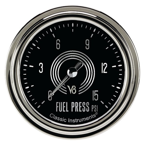 Classic Instruments® - V8 Speedster Series 2-5/8" Fuel Pressure Gauge, 15 psi