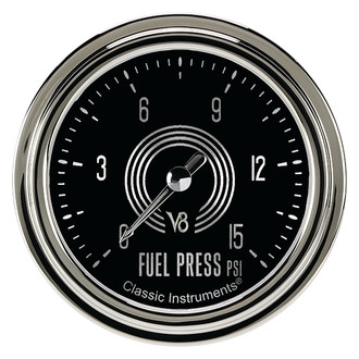 Classic Instruments® - V8 Speedster Series 2-5/8" Fuel Pressure Gauge, 15 psi