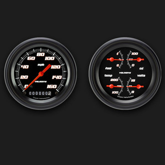 Classic Instruments® - Velocity Series 3-3/8" Speedometer and Quad Gauge Set, 160 MPH