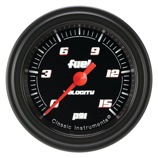 Classic Instruments® - Velocity Black Series 2-1/8" Fuel Pressure Gauge, 15 psi