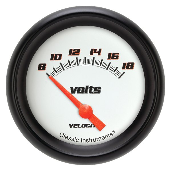 Classic Instruments® - Velocity White Series 2-5/8" Voltmeter, 8-18 V