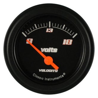 Classic Instruments® - Velocity Black Series 2-1/8" Voltmeter, 8-18 V