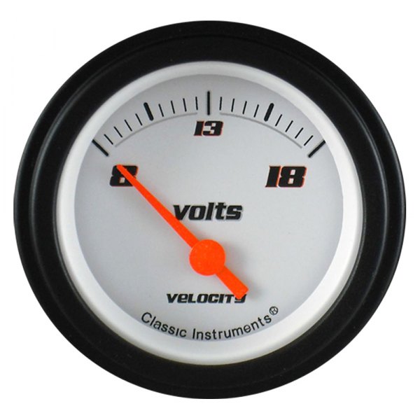 Classic Instruments® - Velocity White Series 2-1/8" Voltmeter, 8-18 V