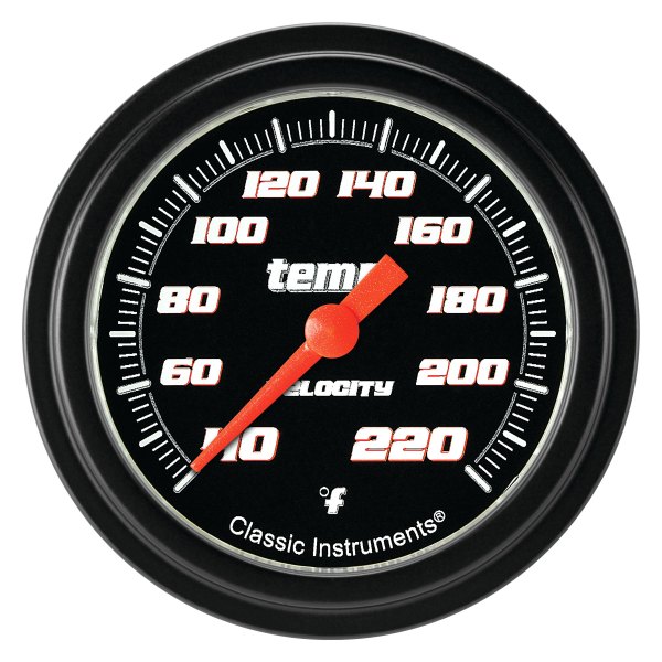 Classic Instruments® - Velocity Black Series 2-5/8" Stock Eliminator Temperature Gauge, 40-220 F