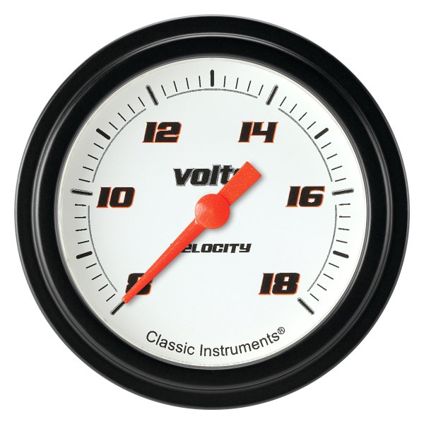Classic Instruments® - Velocity White Series 2-5/8" Voltmeter, 8-18 V