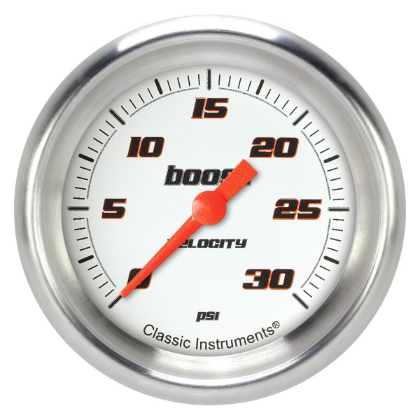 Classic Instruments® - Velocity White Series 2-5/8" Boost Gauge, 30 psi