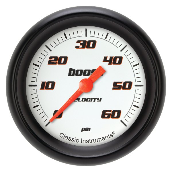 Classic Instruments® - Velocity White Series 2-5/8" Boost Gauge, 60 psi