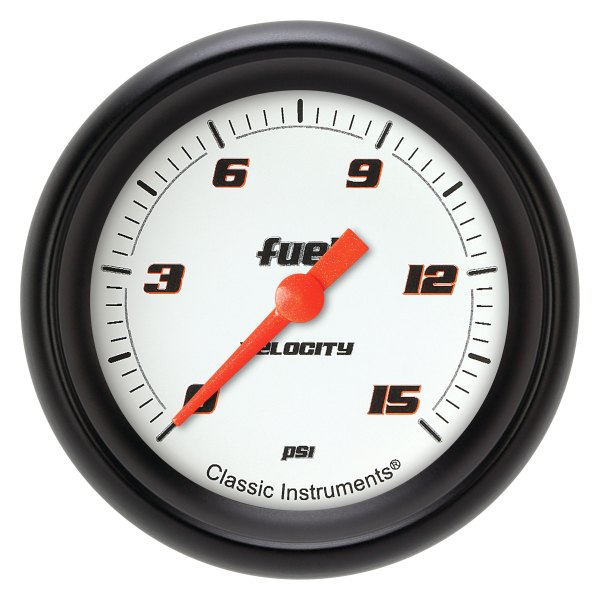 Classic Instruments® - Velocity White Series 2-5/8" Fuel Pressure Gauge, 15 psi