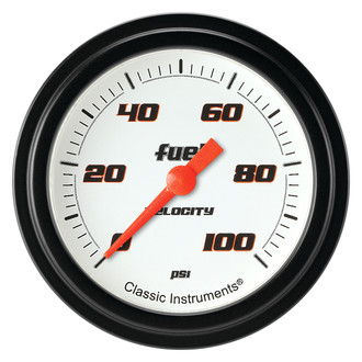 Classic Instruments® - Velocity White Series 2-5/8" Fuel Pressure Gauge, 100 psi