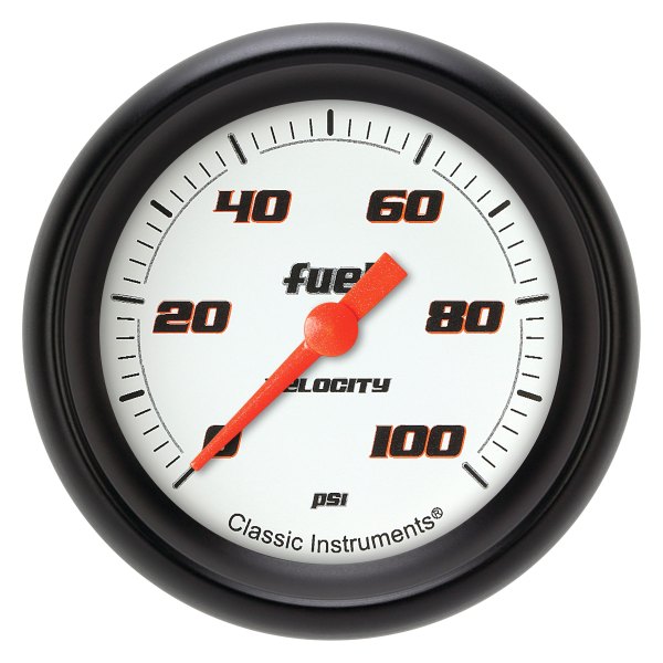 Classic Instruments® - Velocity White Series 2-5/8" Fuel Pressure Gauge, 100 psi