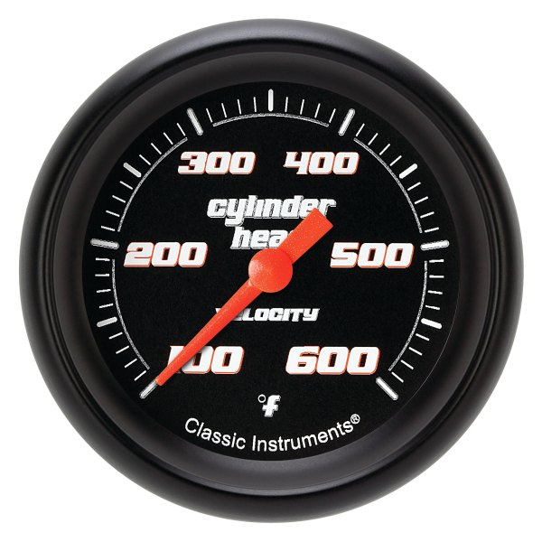 Classic Instruments® - Velocity Black Series 2-5/8" Cylinder Head Temperature Gauge, 100-600 F