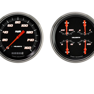 Classic Instruments® - Velocity Series 4-5/8" Speedometer and Quad Gauge Set, 160 MPH