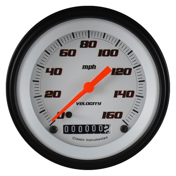 Classic Instruments® - Velocity White Series 3-3/8" Speedometer, 140 MPH