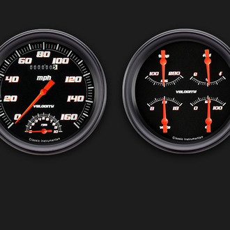 Classic Instruments® - Velocity Series 4-5/8" Speedtachular and Quad Gauge Set, 160 MPH, 10,000 RPM