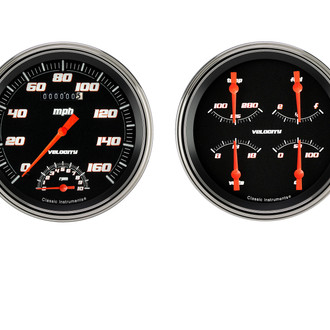 Classic Instruments® - Velocity Series 4-5/8" Speedtachular and Quad Gauge Set, 160 MPH, 10,000 RPM