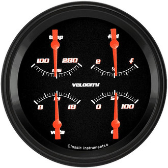 Classic Instruments® - Velocity Series 4-5/8" Quad Gauge, 240-33