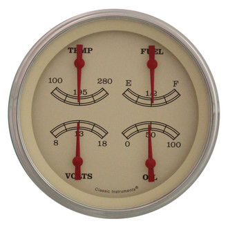 Classic Instruments® - Vintage Series 4-5/8" Quad Gauge, 0-30, 8-18 V