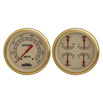 Classic Instruments® - Vintage Series 4-5/8" Speedometer and Quad Gauge Set, 140 MPH